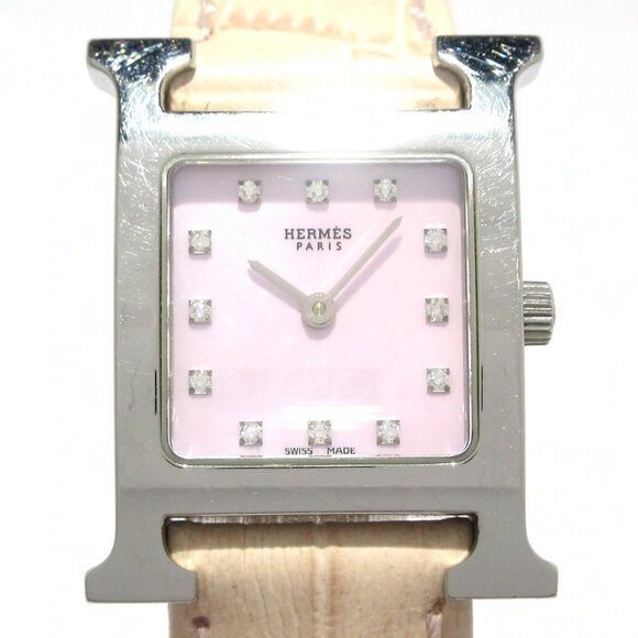 Auth HERMES H Watch HH1.210 2****** Light Pink Women's Wrist Watch - Picture 1 of 12